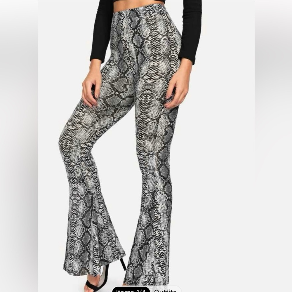 Snakeskin Print Women's Flare Soft Pants